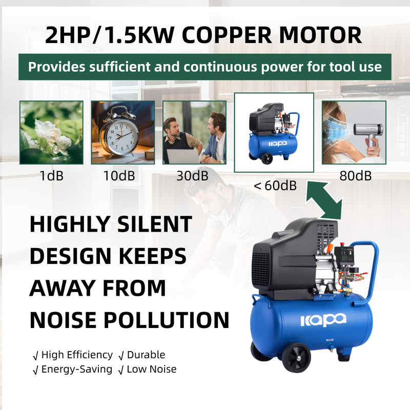 China Supplier 200L/min 2HP Portable Air Compressor Small Silent Air Compressor