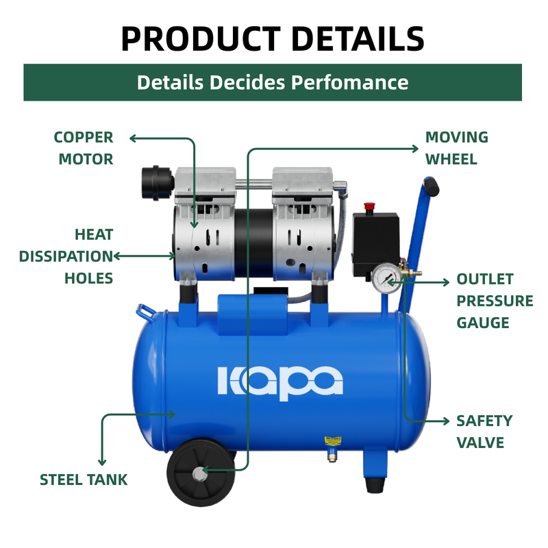 Low Price Cheap 220V 50Hz Portable Piston Air Compressor 8Bar 24L Oilless Silent Air Compressor Oil Free